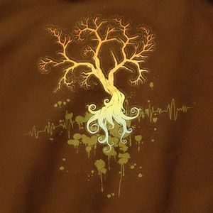 USED Brown Fractal Tree Pullover Hoodie